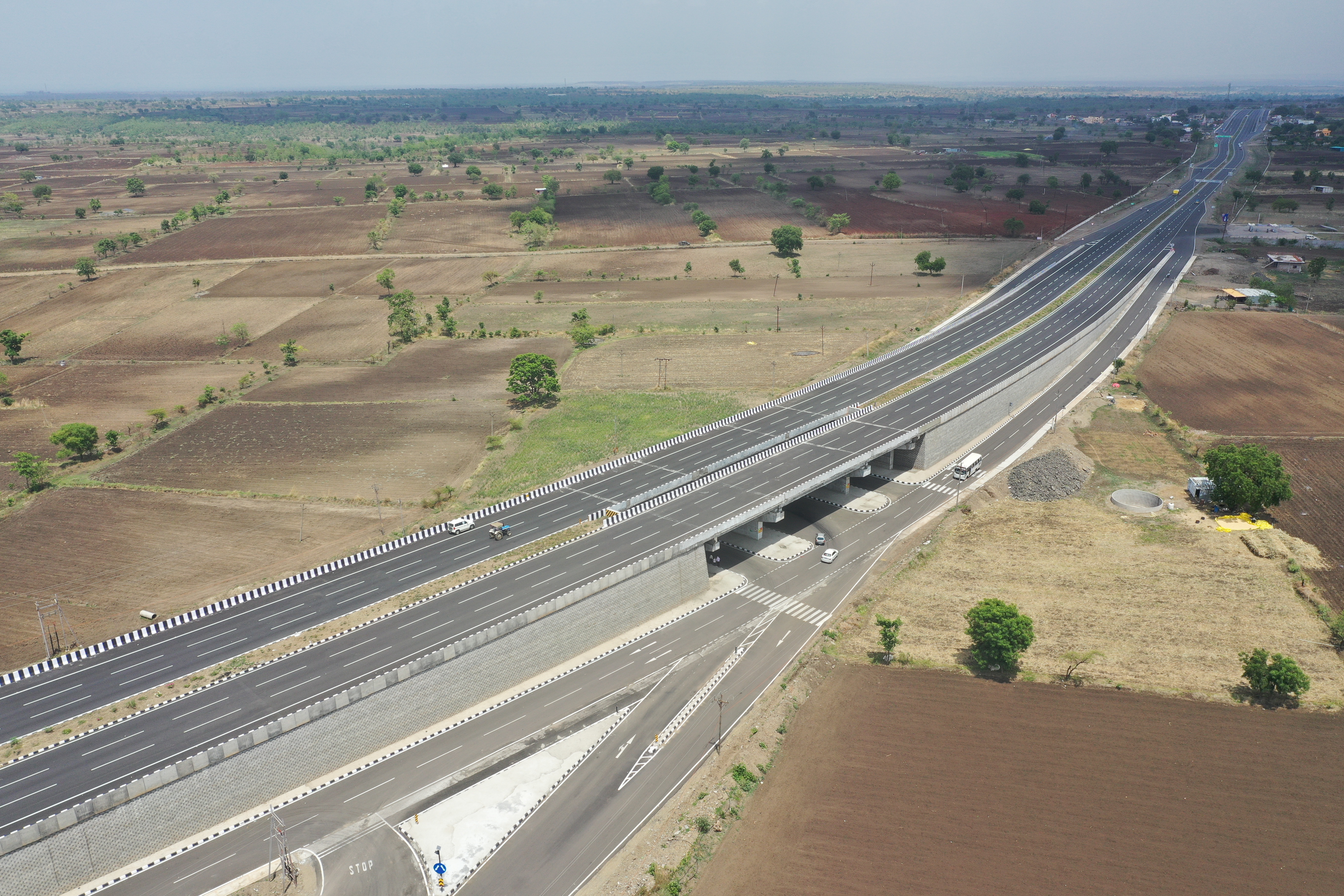 Aerial view of road infrastructure at the Nanded project