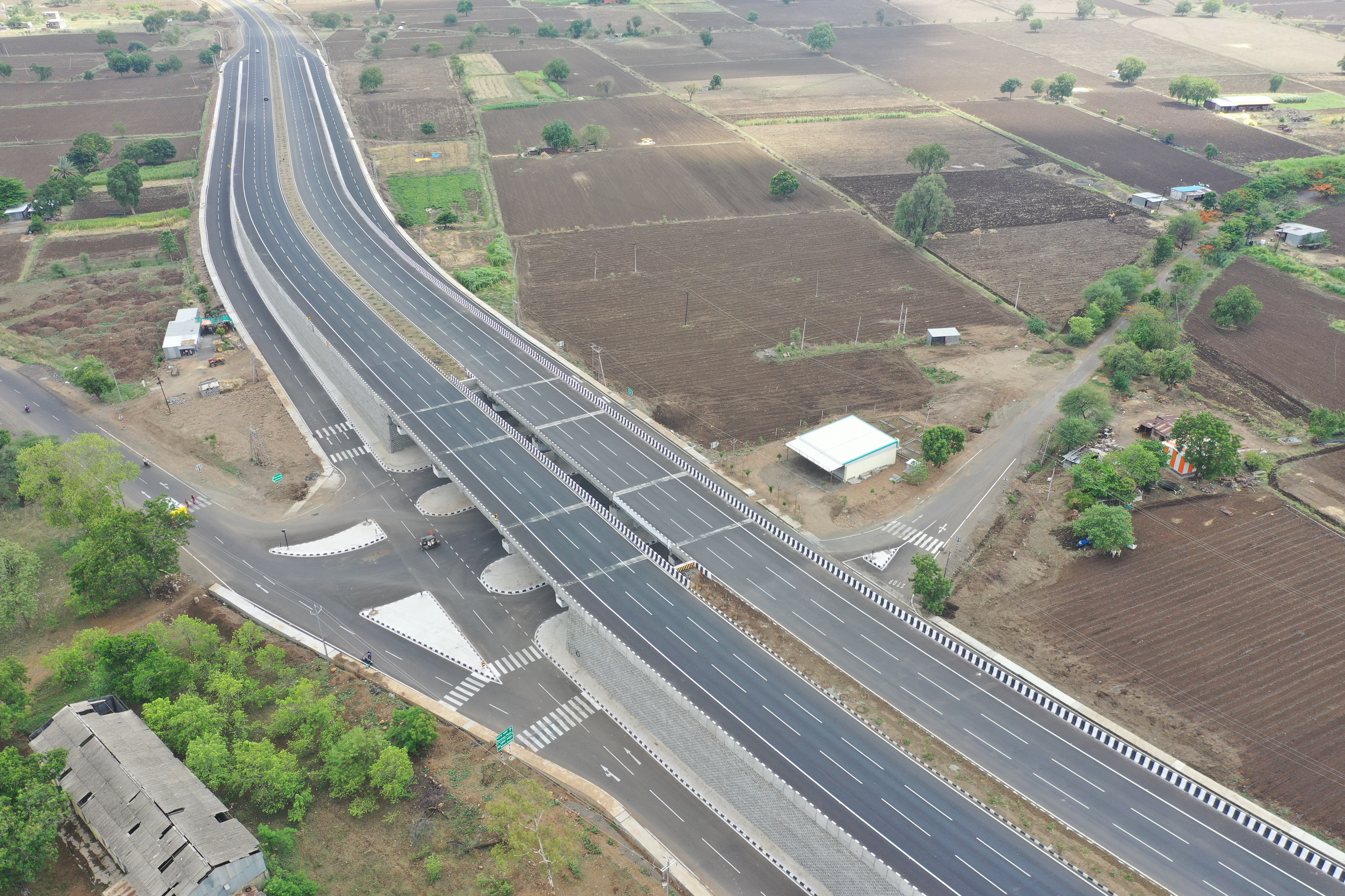 Aerial view of an interchange at the Nanded project